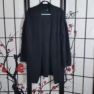 Osklen Black  Mid Length Angora Blend Open Front Cardigan